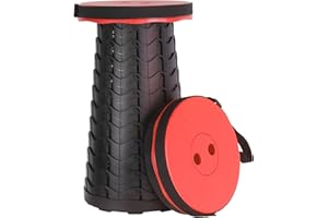Baralir Tabouret Pliant Portable - Charge maximale 400 LB - Tabouret télescopique pour Camping, Voyage, pêche (Tabouret de Camping Rouge)