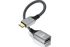 AXFEE Adapter Mini HDMI na HDMI, 4K 60 Hz MiniHDMI wtyczka na gniazdo, kompatybilny z DSLR, kamerą, laptopem, tabletem, HDTV, projektorem 20 cm