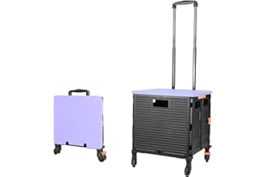 CROSS ZEBRA Chariot à roulettes Pliable, Poignée Rétractable Robuste et Durable en Acier Inoxydable Haute Capacité de 1,93pi cu/100lbs 4 Roues Détachables Pivotantes à 360° pour Achats Rangement Voyage, Violet