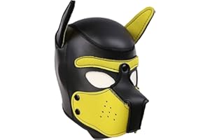 YiQin RWSX Hundemaske, Weiche Latex Petplay Hundemaske mit Ohren Welpenmaske Hunde Masken, Abnehmbarer Mund, Geeignet für Halloween, Urlaubsparty
