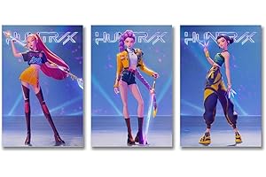 QLVHZGRND A Set Of 3 KPop Demon Poster Hunters Movie Animated Musical Film Cover Affiche Décoration Peinture Toile Mur Art Salon Affiche Chambre Peinture Anniversaire Vacances Cadeau 08x12inch(20x30cm)-3pcs
