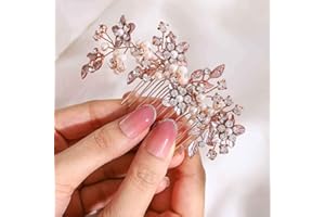 IYOU Peine de novia para el pelo de la boda de plata con cristales de diamantes de imitación para novia accesorios para el pelo de las mujeres y las niñas (oro rosa)