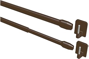 Flairdeco Vitragestangen mit Klebehaken, Scheibenstangen oval, Metall-Kunststoff, Braun, ausziehbar 30-50 cm, 2 Stück