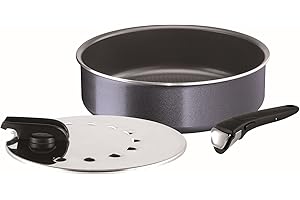 Tefal L2319102 Ingenio Elegance Sauteuse 26 cm + 1 Poignée + 1 Couvercle 26 cm Pailleté Tous Feux Sauf Induction, Aluminium, Gris, 11 x 35, 5 x 29, 5 cm
