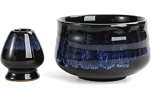 TEANAGOO Japanische Keramik Matcha-Schale mit Schneebesenhalter, 510 ml. K15, Blau, Chawan Matcha-Tee-Schale, Matcha-Keramikschale, Teeschalen für Matcha, Matcha-Keramikschale Zeremonialzubehör