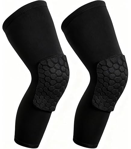 Ginocchiere A Compressione PISIQI Con Manica Lunga – Protezione Per Basket, Calcio E Pallavolo, Imbottitura Anticollisione, Fascia Antiscivolo, Taglia XLarge (2 Pezzi) - 3