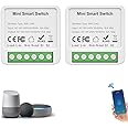 Redare Alexa wifi smart switch module,Mini Smart Relay Switch,16A Universal Breaker Timer Switch Works with Alexa/Google Home Assistant,Voice Control,Timer Function (Tuya 1 Gang, 2 pack)
