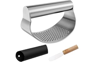 NILICAN Presse-ail - Outil de cuisine - Éplucheur d'ail professionnel - Broyeur de gingembre ergonomique - Économie de travail - Presse-ail à bascule en acier inoxydable