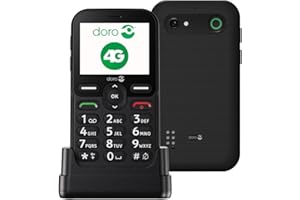 DORO - Téléphone Doro Leva E10 4G Pour Seniors - Écran Paysage 2,4", Touches Contrastées, Son Extra Fort & Clair, HD Voice, Caméra, Touche Doro Secure - Avec Station De Recharge - Noir