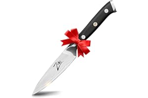 Zelite Infinity Couteau Cuisine Éplucheur de 10 cm – Série Alpha Royale – Couteau Japonais AUS-10 Acier Damas de 67 Couches – Couteau Professionnel Ultra Acéré - Tranchant Extra Durable