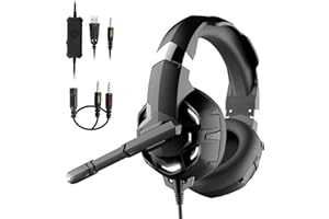 NEEDONE K19 Cuffie Gaming PS4, Cuffie Gaming Xbox One Professionale RGB 7 Colori Audio Stereo Basso Anti-Rumore Regolabile Micro Compatibile PC Mac Laptop (Grigio)