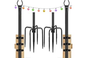 ‎GRESONIC Gresonic Lichterkettenstangen String Light Pole für Deck - 2 Pack 9.8FT für außen hängenden Stahl String Pole für Outdoor-Dekoration Garten, Hinterhof, Terrasse Beleuchtung Stand für Hochzeit