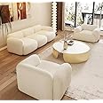 Comfynest 3+1+1 Boucle Sofa Set Curved Sectional Configuration, Modern Luxury Living Room Furniture White