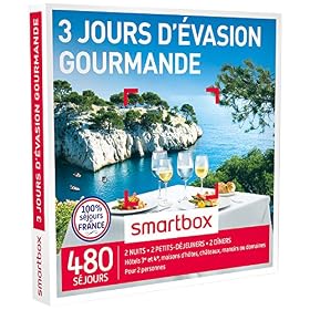SMARTBOX – Coffret Cadeau homme femme couple – 3 jours d&rsquo;évasion gourmande – idée cadeau – 920 séjours : 2 nuits • 2 petits-déjeuners • 2 dîners pour 2