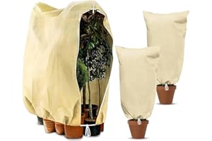 Cieex 3 Stück Winterschutz Pflanzen, Pflanzenschutz Winter Reißfest, Wiederverwendbar Frostschutz Kübelpflanzensack mit Reißverschluss, Zugband für Baum Palmen Olivenbaum (80 x 120 cm &120 x180 cm)