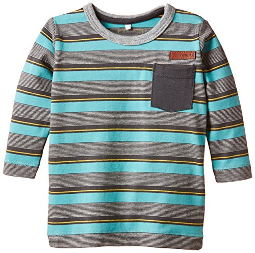 NAME IT Baby Boys Nitkaj Nb Cu Ls Top Ger 415 Striped Shirt, Multicoloured (grey Melange), 6-12 months (Manufacturer size: 80)