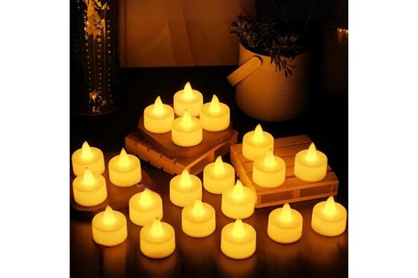 VERVENIX (Pack of 24 LED Tea Light Candles – Battery-Operated Flameless & Smokeless Decorative Lights for Diwali, Home Temple