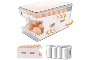 CYEER Contenitore per uova per frigorifero, contenitori per uova, porta uova da frigo, portauova frigorifero, doppio porta uova automatico, per 24 uova, colore: bianco