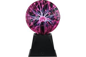 Lumiup Plasma Ball, 5 Inch Red Sound & Touch Sensitive Plasma Lamp with Plug in Cord, Glass Ball Light for Kids, Christmas, Party, Bedroom, Decoration