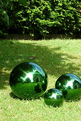 3 er Set Dekokugel in Grün ca. Ø 20cm, Ø 15cm und Ø 10cm Edelstahl Kugel - 3