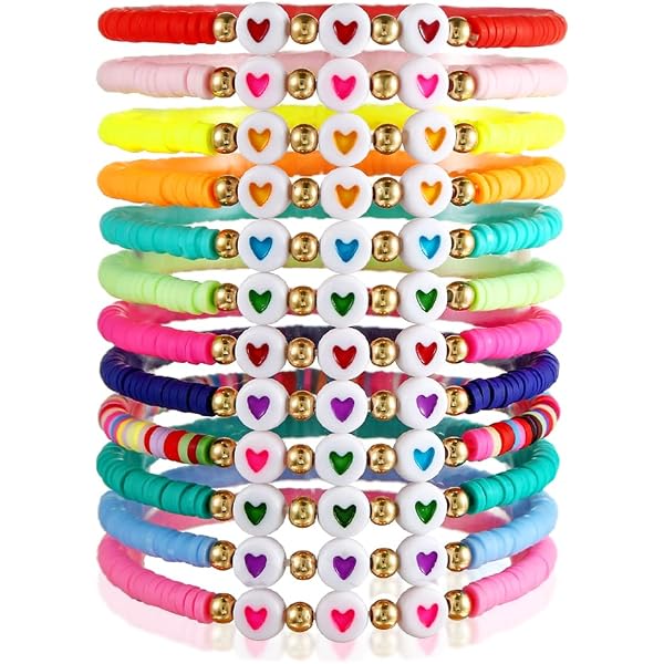 KINBOM 16 Pezzi Bracciali Preppy, Bracciale Perline Colorate Bracciali y2k Estetica Fatta a Mano Set Braccialetti Heishi Elasticizzati Bracciali Boho Gioielli da Spiaggia Estivi per Donne Adolescenti