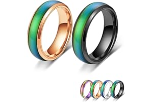 Bymivofun 2 Piezas Anillos de Estado de Ánimo, Anillo de Humor, para Novio, Novia, Fiesta Diaria, Cumpleaños, Día de San Valentín, Aniversario