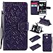 Produktbild Lonchee Huawei P9 Leder Wallet Tasche Brieftasche Schutzhülle , Sonnenblumen geprägten Muster Design Hochwertige PU Leder Folio Tasche Case Hülle im Bookstyle mit Standfunktion Kredit Kartenfächer (lila)