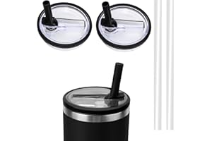 WALLFID 2pcs Auslaufsichere 40oz Becher Flip-Strohhalm Deckel Ersatz,Kompatibel mit Stanley 40oz Becher,Auslaufsicher und Staubdicht,Leicht zu reinigen,mit 2 Strohhalmen (Schwarz)