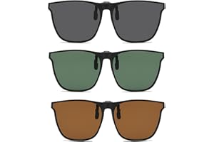 COCCCOON 3 Pair Clip-On Sunglasses for Men & Women - Flip-Up, UV400 Protection, Anti-Glare, Driving Prescription Sunglasses Over Glasses
