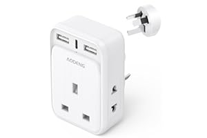 AODENG UK to Australia Plug Adapter, 6 IN 1 Australian Travel Adapter with 2 USB Ports and 1 Type C Fast Charger(5V/3.4A) and 2 Shaver Plug Adaptor UK to Australian New Zealand Fiji Argentina more (Type I)
