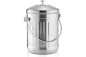 Bac à Compost ENLOY pour comptoir de Cuisine, Seau à Compost d'intérieur en Acier Inoxydable de 1,3 Gallon pour Seau à de Cuisine pour déchets Alimentaires de avec poignée de Transport