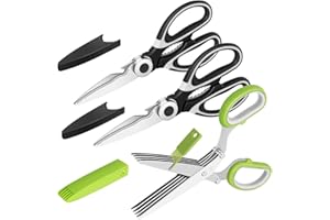 Vutyvve ciseaux de cuisine, ciseaux polyvalents pour la viande et la volaille, lames en acier inoxydable, lavables au lave-vaisselle, 2 noirs, 1 vert, lot de 3