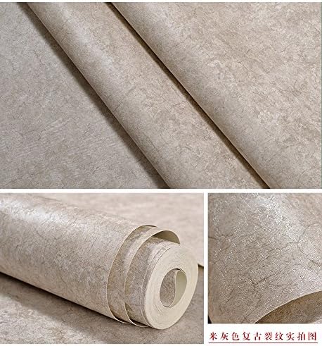 JSLCR Marble wallpaper crack PVC waterproof wallpaper industrial wind clothing store bar restaurant pure color wallpaper 10*0.53 (m),Beige