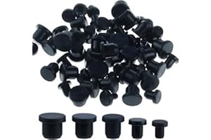 KKVOGMLE 50 Stück 5 Größen Silikonstopfen, Schwarz Rund Silikon-Lochstopfen, Solider Verschlussstopfen Gummistopfen, Silikon Weicher Flexibler Stopper für Löcher Mit 4-9.5mm Innendurchmesser Flaschen Rohre