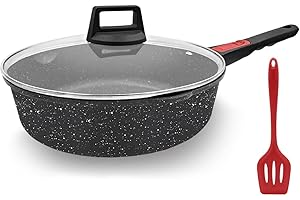 AIKENBBKK Padella Antiaderente padella 28cm Professionali con Manico Rimovibile, Alluminio Padella con Coperchio Compatibile con tutte le stufe, Lavastoviglie& forno sicuro (Nero)