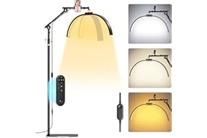 Adonafy Half Moon Lash Light: 28in Half Moon Lamp for Lash Extensions with Phone Holder - 3 Color Dimmable & 360° Rotating Eyelash Lamp for Lash Techs Home Salon - Black