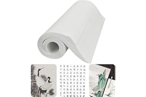 Hugwish 120 szt. papieru ryżowego xuan, chiński papier do kaligrafii, biały, papier ryżowy, kaligrafia 35 x 25 cm, chińska kaligrafia, malarstwo chińskie (gotowany papier Xuan)