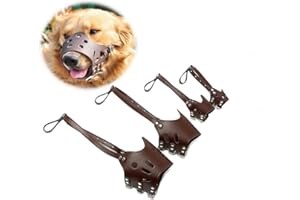 SHULLIN Leder Hunde Maulkorb Hundetrainingsmaulkorb Maulkorb für Hunde Maulkorb Leder Hund Hund Maulkörbe Verstellbarer Maulkörbe Atmungsaktives für Kleine Mittlere Große Hund (M)