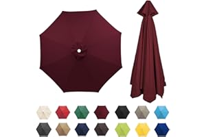 IRUGS Universal Umbrella Replacement Cloth 6 Arms/8 Arms，Patio Umbrella Cover Cloth ，Replacement Parasol Canopy，2.7 M/3.0M，Parasol Umbrella Replacement Cover (Canopy Only) ( Color : Burgundy , Size : 6 Ribs