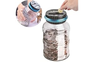 Pup Go Digital Saving Money Box UK Coins Automatic Counting - Large Capacity Transparent Money Saving Jar with LCD Display, Coin Money Bank Piggy Bank Gift for Kids and Adult (big size)