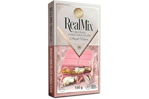 REALMIX Chocolate con Leche Dubái directamente desde Dubái EAU | Auténtico chocolate con leche Dubái con pistachos y relleno de Kunafa | Fabricado en Dubái E.A.U. | (100 gramme, Rosa)
