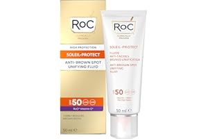 RoC - Soleil-Protect Fluido Unificador Anti Mancha Marrón SPF 50 - Crema Hidratante Facial con Vitamina C - Reduce las Mancha
