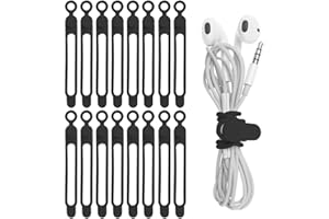 Nearockle Silikonowe paski kablowe, organizer na przewody, do łączenia słuchawek, ładowarki do telefonu, przewodów komputerowych, opaski kablowe wielokrotnego użytku, organizer na kable w domu,