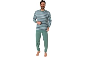 Normann Herren Schlafanzug lang mit Bündchen in Streifenoptik