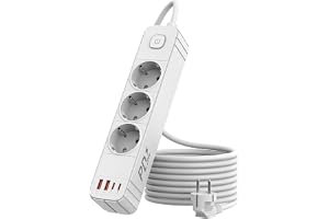 ANRMESUN Grenuttag med USB C PD 20 W 3-vägs uttag med överspänningsskydd flera uttag 4 USB (2 USB-C), grenuttag med strömbryt