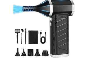YUANRAN Electric Air Druckluft Staubgebläse,3-Gang Elektrische Staubgebläse Druckluftspray,Compressed Air Duster Turbo Mini-Gebläse mit Akku und 5 Düsen,Staubgebläse für PC, Tastatur, Outdoor, Haus und Auto
