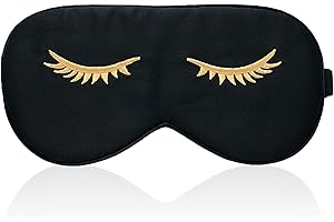 TOWNSSILK Antifaz para dormir de seda con correa ajustable, cómodo y supersuave (negro estampado)4