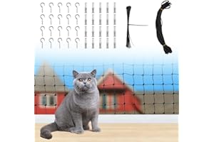 Katzennetz für Balkon Ohne Bohren, 4x4m Schwarz Katzennetz Drahtverstärkt mit Befestigungsseil und Zubehör, Nylon Katzenschutznetz UV-Beständig & Witterungsfest von Balkonen, Terrassen Und Fenstern