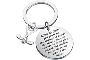 FUNYSO Funny Golf Gift Golfer Gift Golfing Keychain Gift for Dad Grandpa Husband Boyfriend Golf Lover Gift Golf Cart Keychain (BORN TO GOLF)