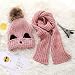 Produktbild Kinder Plüsch Hut Schal Set, Tukistore Herbst Winter warme Strickmütze StrickSchal Cartoon Katze Muster Zweiteilige Anzug Mütze Halstuch Winter Zubehör für Kinder Jungen Mädchen